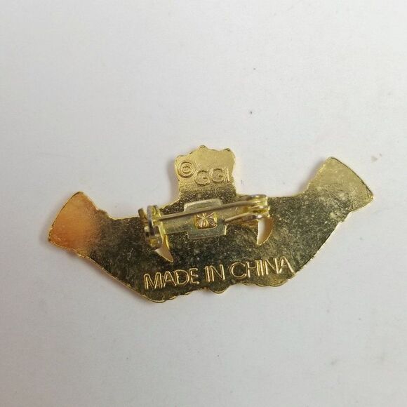 Vintage Claddagh Crown Heart Hands Brooch, Gold Tone Green Irish Ireland - Picture 4 of 6